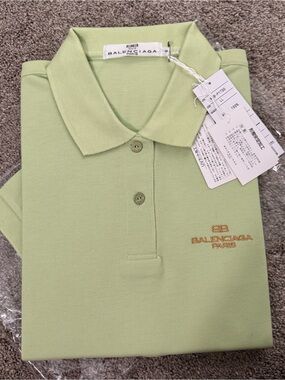 Balenciaga unisex Pastel Green Polo with Embroidered Logo